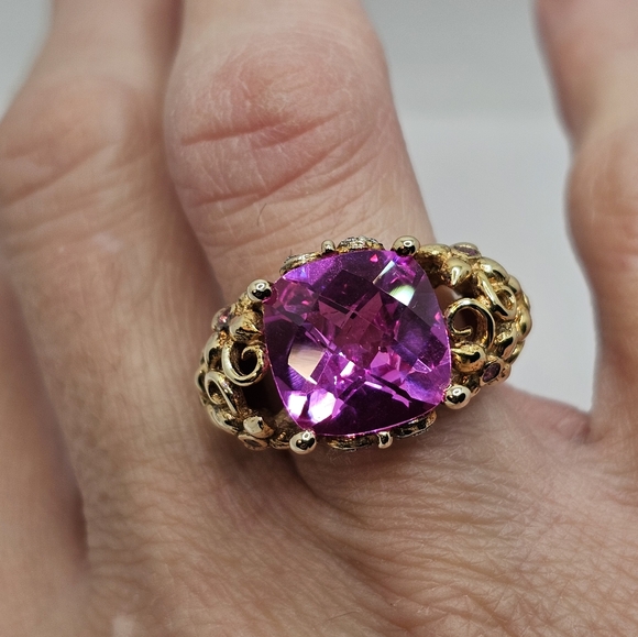 Vintage Technibond Pink Sapphire 💗 14k over Sterling Silver Sz 6! ✨️ - Picture 14 of 15